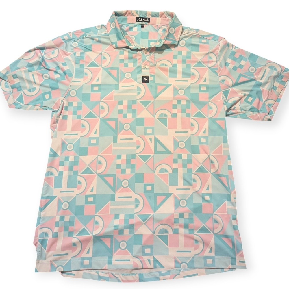 Bad Birdie Geometric Pastel Polo